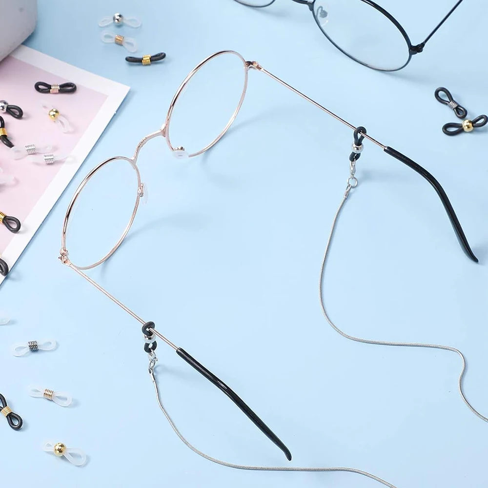 120PCS Eyeglass Chain Connector Set - Adjustable Anti-Slip Silicone Strap Holders for Women’s Glasses & Sunglasses