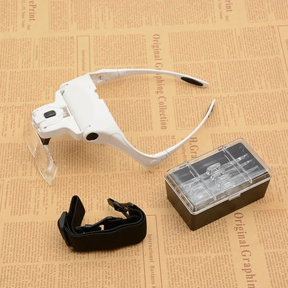 LED Headband Magnifying Glasses – Jeweler Loupe for Repair, Reading & Craft Work