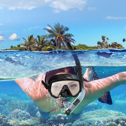 Dry Snorkel Set with Tempered Glass Diving Mask – Professional Panoramic Snorkeling & Swimming Training Gear for Adults