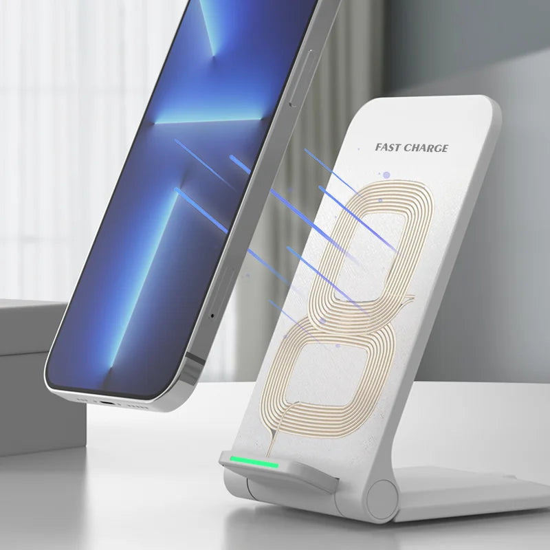 Fast Wireless Charging Stand - Compatible with iPhone 17/15/14/13/12/11 Pro & Samsung Galaxy Devices