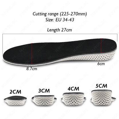 Memory Foam EVA Height Increase Insoles 2–5cm – Breathable Lightweight Shoe Lift Inserts for Men & Women Sports & Everyday Use