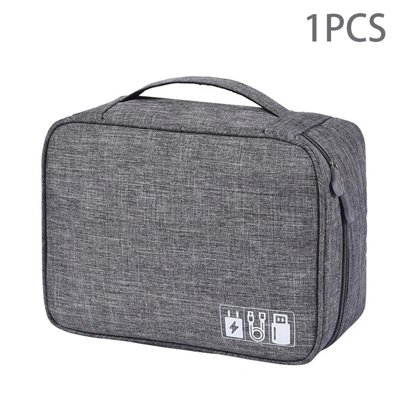 Portable Waterproof Travel Cable Storage Bag – Digital Organizer for USB Cables, Chargers & Plugs