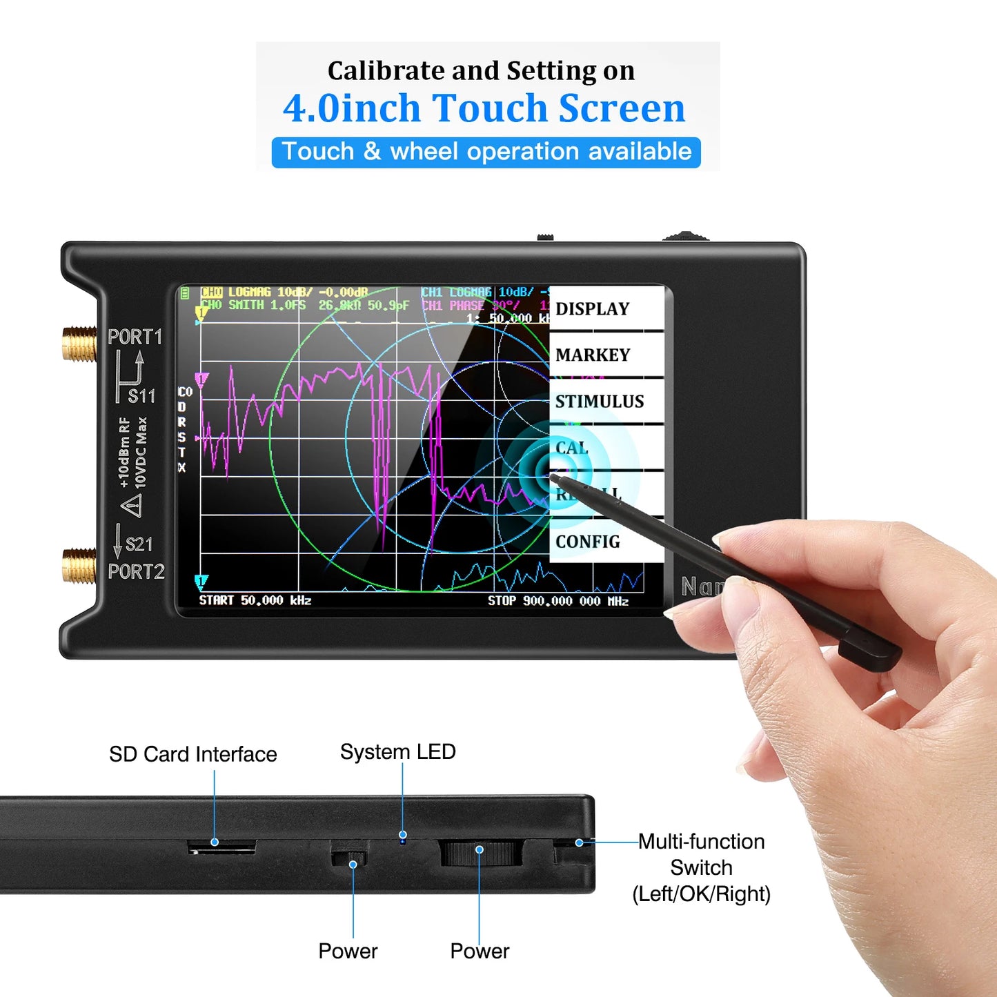 NanoVNA-H4 Spectrum Analyzer – 2.8/4" Vector Network Antenna Analyzer, 10KHz-1.5GHz, MF, HF, VHF, UHF Tuner
