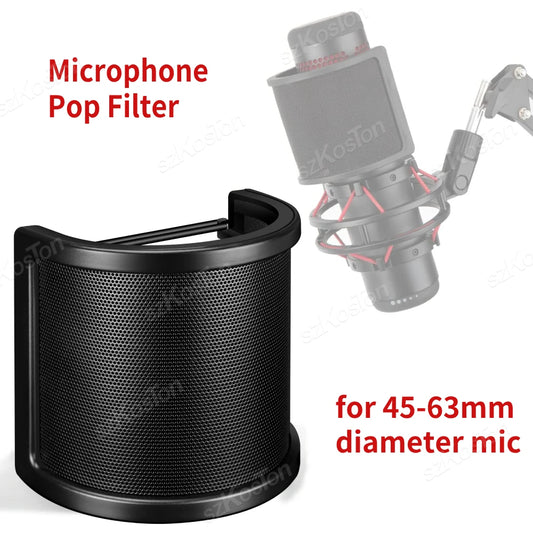 Condenser Microphone Pop Filter – Metal Mesh & Foam Windscreen Shield for Streaming & Recording, Compatible with A8 A6V K669 Microphones