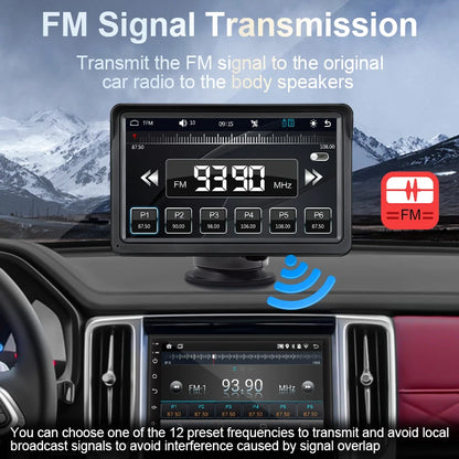 7-Inch Portable CarPlay & Android Auto Multimedia Player — Touch Screen Car Radio with Bluetooth 5.0, AUX & USB