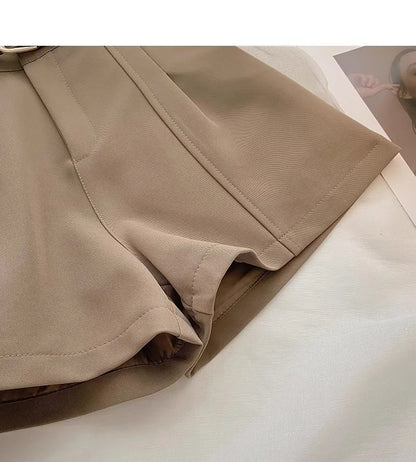 Casual Women’s A-Line Shorts — Vintage Solid High Waist Office & Streetwear Summer Trousers