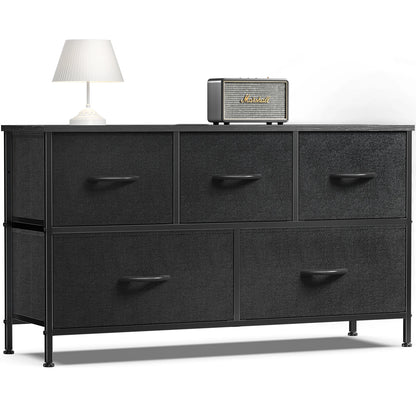 Living Room Display Cabinet – 5 Fabric Drawers with Steel Frame, Wardrobe Closet for Clothes Storage & Dresser