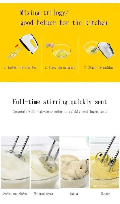 7-Speed Mini Electric Handheld Mixer – Multifunctional Blender & Egg Beater for Baking, Cream & Dough