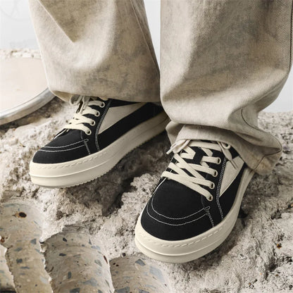 Unisex Canvas Platform Sneakers - Casual Thick-Sole Flat Skate Shoes for Couples