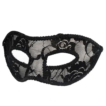 Lace Ribbon Masquerade Eye Mask - Handmade Venetian Cosplay Costume for Women & Men