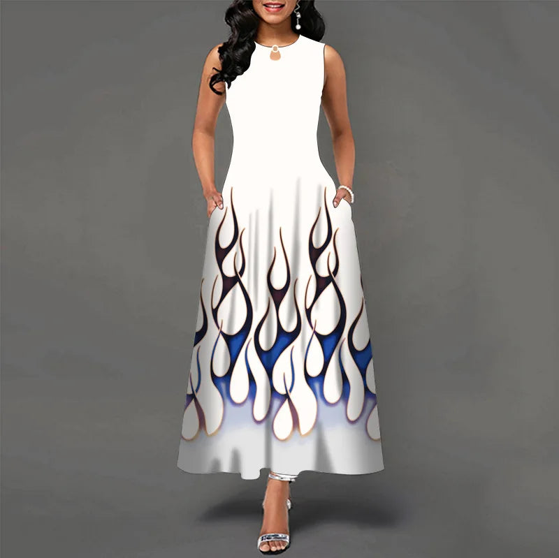 Women’s Loose Floral Vintage Maxi Dress – Ruffled Summer Party Camis, Elegant Big & Large Size Dress