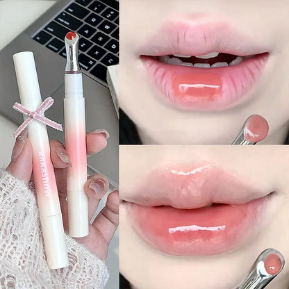 Kakashow Watery Lip Gloss - Jelly Moisturizing Lip Tint with Mirror Iron Brush Head