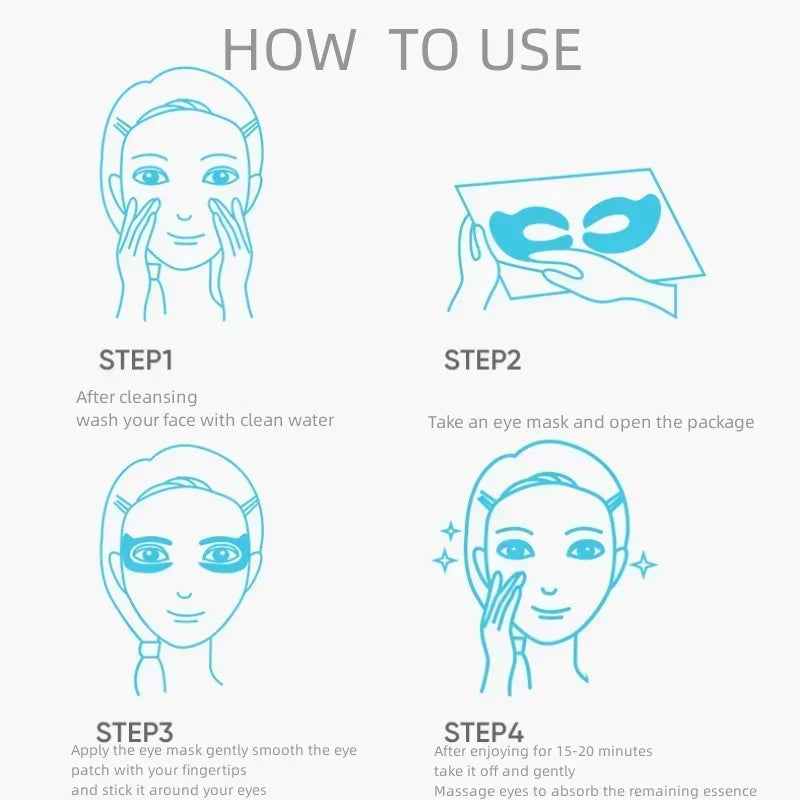 Collagen Eye Mask – Wrinkle Removal, Firming & Moisturizing Patches with Hyaluronic Acid for Smooth Eye Skin