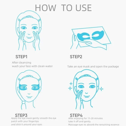 Collagen Eye Mask – Wrinkle Removal, Firming & Moisturizing Patches with Hyaluronic Acid for Smooth Eye Skin