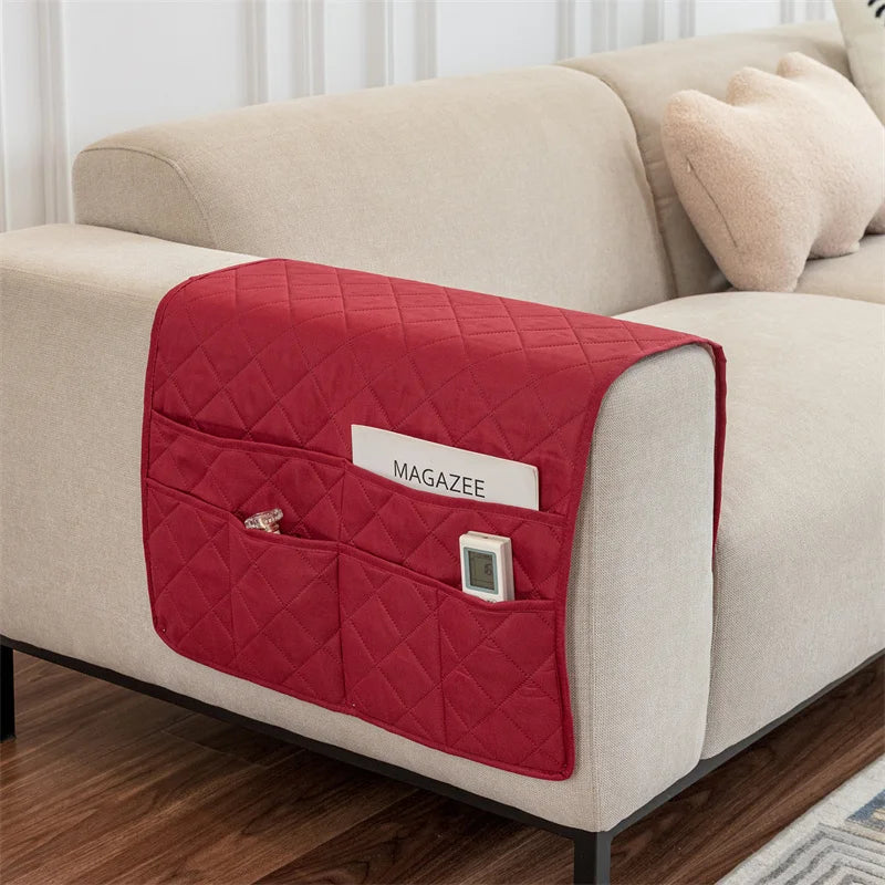 1PC Solid Color Sofa Armrest Cover - Removable Stretch Furniture Arm Couch Protector with Storage Bag - Chair Cover for Living Room Home