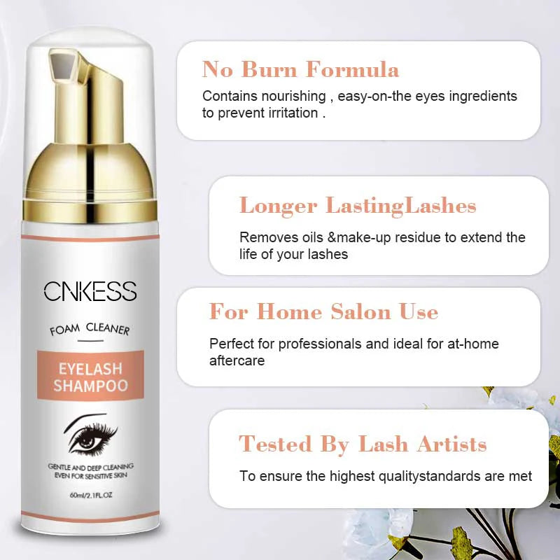 Lash Super Concentrate Mousse – Gentle Eyelash Shampoo Foam for Extensions & Makeup Tools