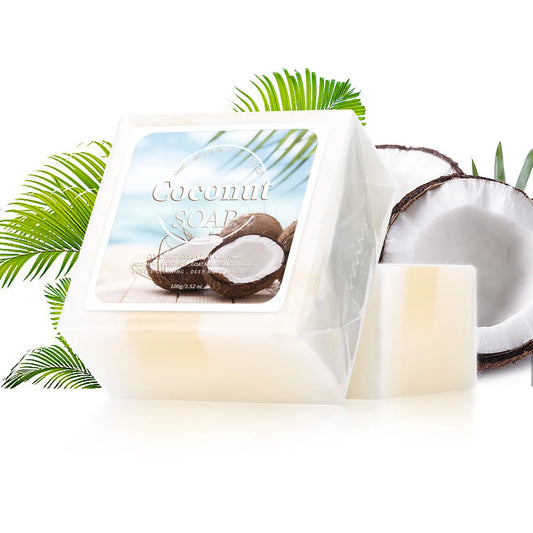 B+ Coconut Milk Handmade Soap - 100g Organic Plant Extract Facial Cleanser with Goat Milk for Acne Care
