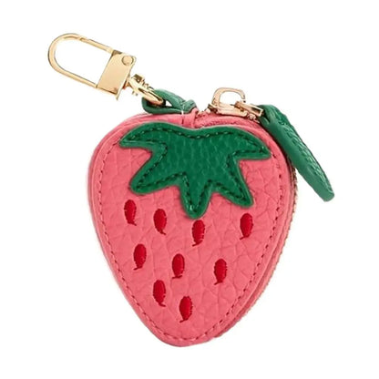 Cute Fruit-Shaped Leather Coin Purse – Mini Zipper Wallet & Earphone Bag Keychain Pendant for Women & Girls Gift