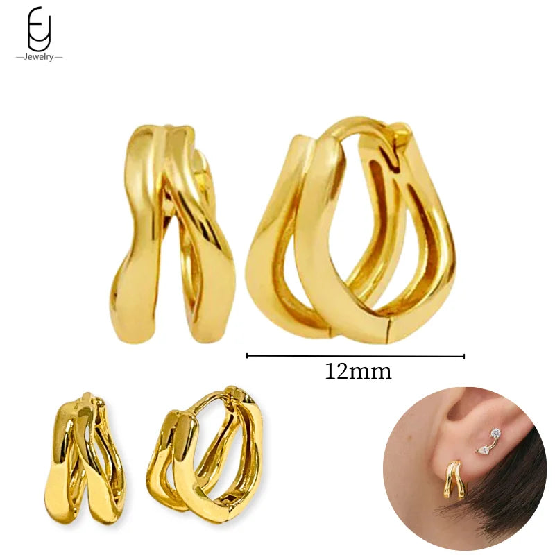 925 Sterling Silver Gold Tassel Earrings - Vintage Crystal Long Chain Hoop Jewelry for Women