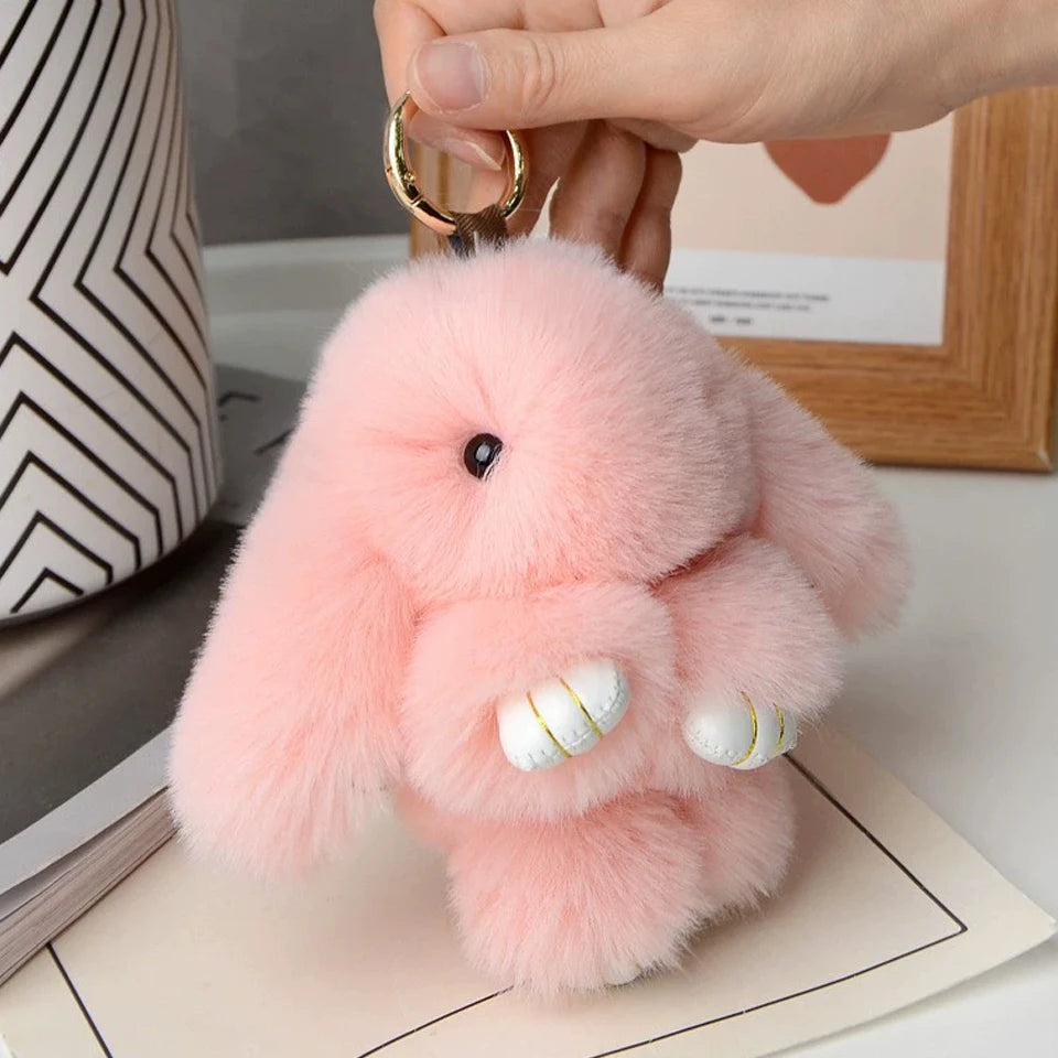 15cm Rabbit Fur Keychain - Cute Bag Charm, Car Pendant and Gift Accessory