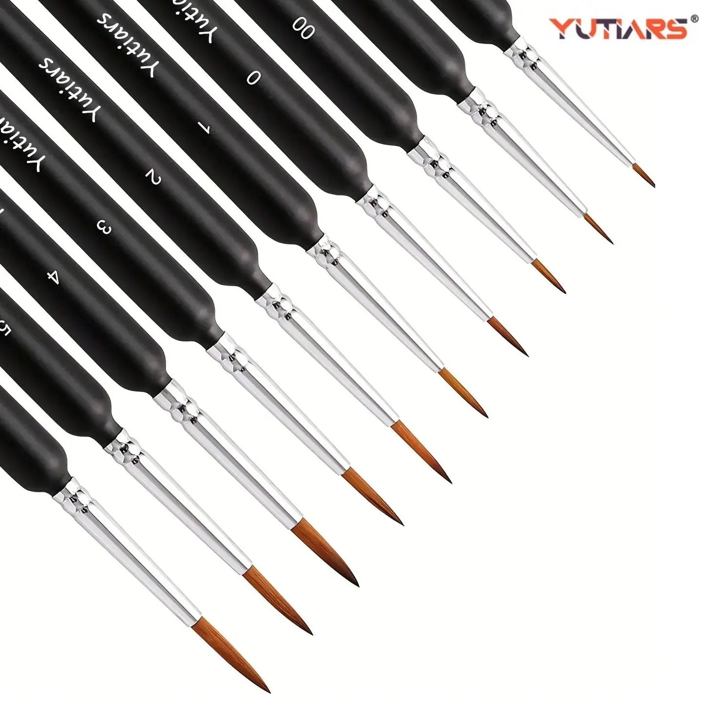 10/11PCS Miniature Paint Brush Set – Detail Tip Brushes with Ergonomic Handle for Acrylic & Oil Painting