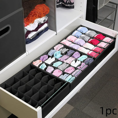 24-Compartment Foldable Drawer Organizer – Fabric Storage Box for Underwear, Socks & Ties Closet Organization System