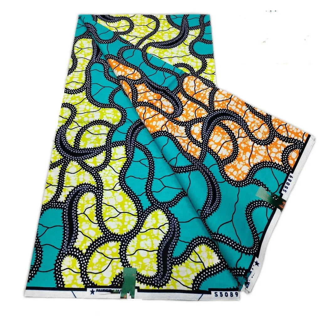 African Ankara Wax Print Fabric - 100% Cotton Soft Nigerian Real Wax Material for Women’s Party Dresses