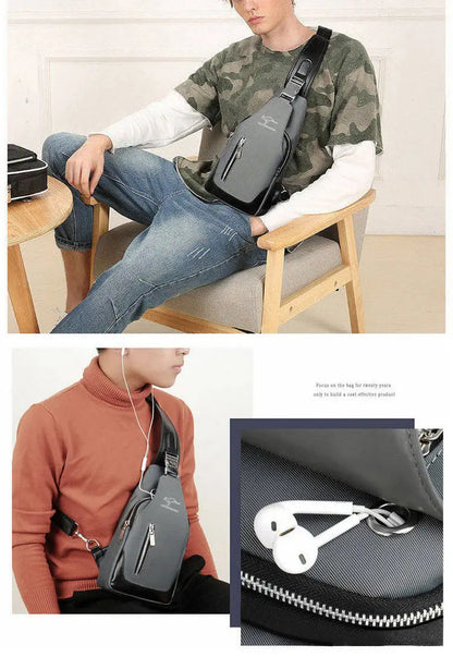 Men's Waterproof Oxford Chest Bag – Korean Style Casual Sport Crossbody Shoulder Messenger Bag