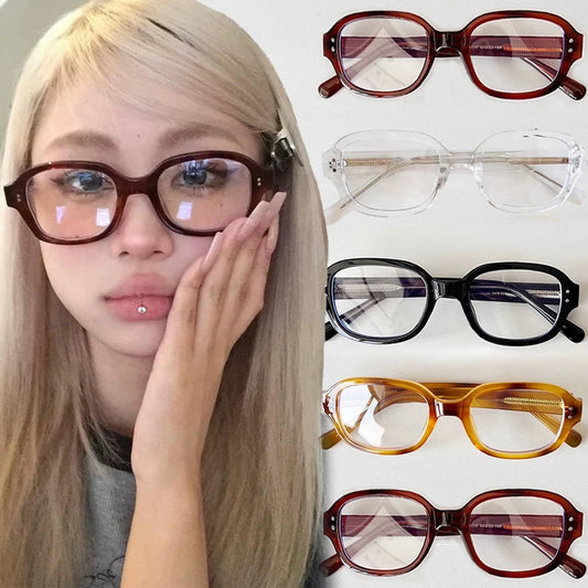 Retro Square Frame Eyeglasses for Women - Red Blue Light Blocking Reading Glasses, Vintage Decorative Eyewear