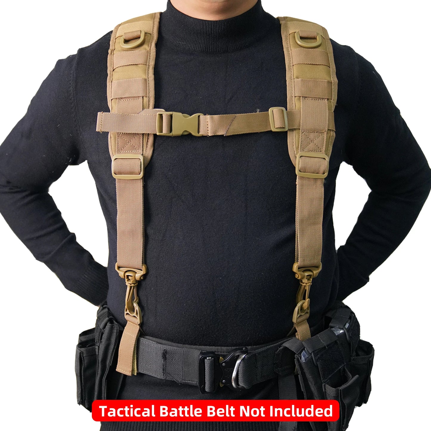 Tactical Police Suspenders — Adjustable Duty Belt Harness with 4 Tool Belt Loops for Law Enforcement