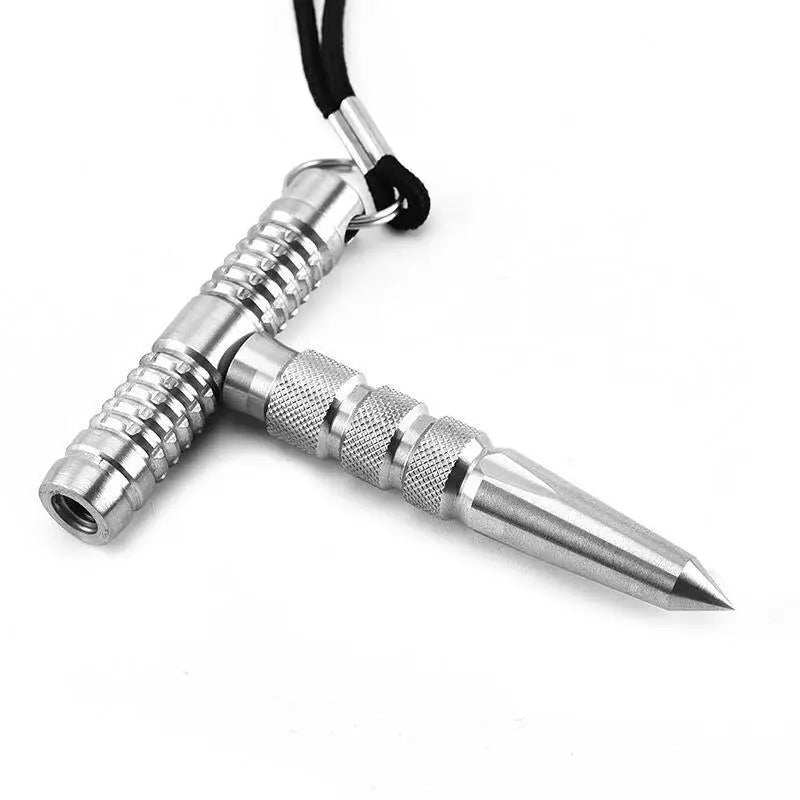 Portable Combination Key Stick – Aviation Aluminum Cool Outdoor Pen-Shaped Broken Window Tool with Pointed Cuban Rattan