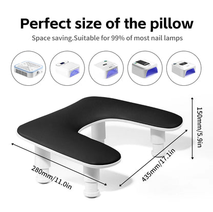 U-Shaped Nail Arm Rest Stand - Adjustable Manicure Pillow with Microfiber PU Leather Cushion for Hand Rest