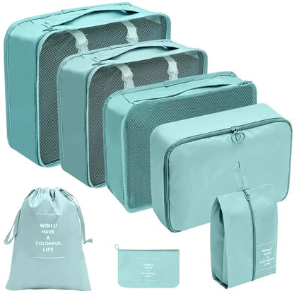 7–10 Pc Travel Organizer Storage Bags Set – Portable Packing Cubes for Suitcase, Clothes, Shoes & Luggage Tidy Pouch