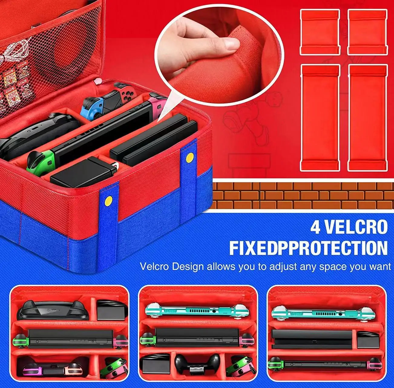 Large Carrying Protective Case for Nintendo Switch OLED Console & Pro Controller: Travel Storage Bag for Switch Accessories