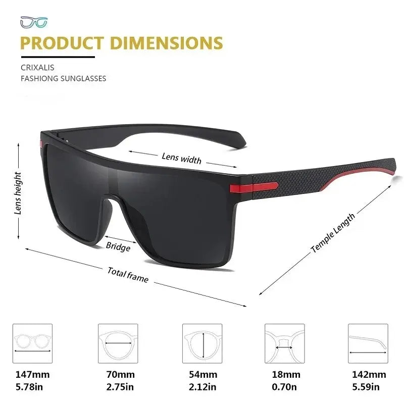 CRIXALIS Polarized Fashion Sunglasses for Men and Women - Square Oversized, Anti-Glare UV400 Protection, Driver Mirror Sun Glasses