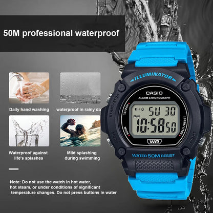 Casio W-219H Men’s Digital Watch - 1/100-Second Stopwatch, Daily Alarm, Auto Calendar & 7-Year Battery Life