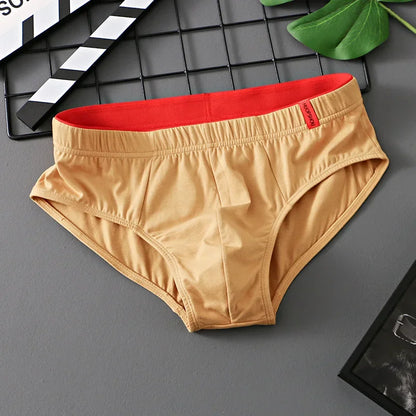 Men’s Cotton Briefs with Convex Pouch – Low Rise Breathable Solid Color Comfortable Youth Underwear Fit