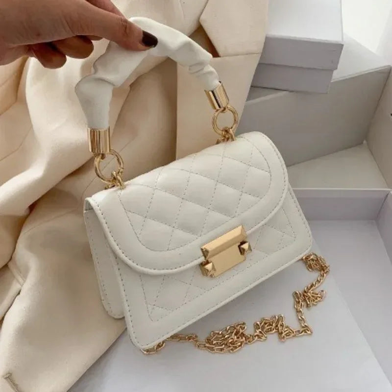 Women’s PU Leather Crossbody Bag - Stylish Rhomboid Chain Shoulder Messenger Mini Handbag