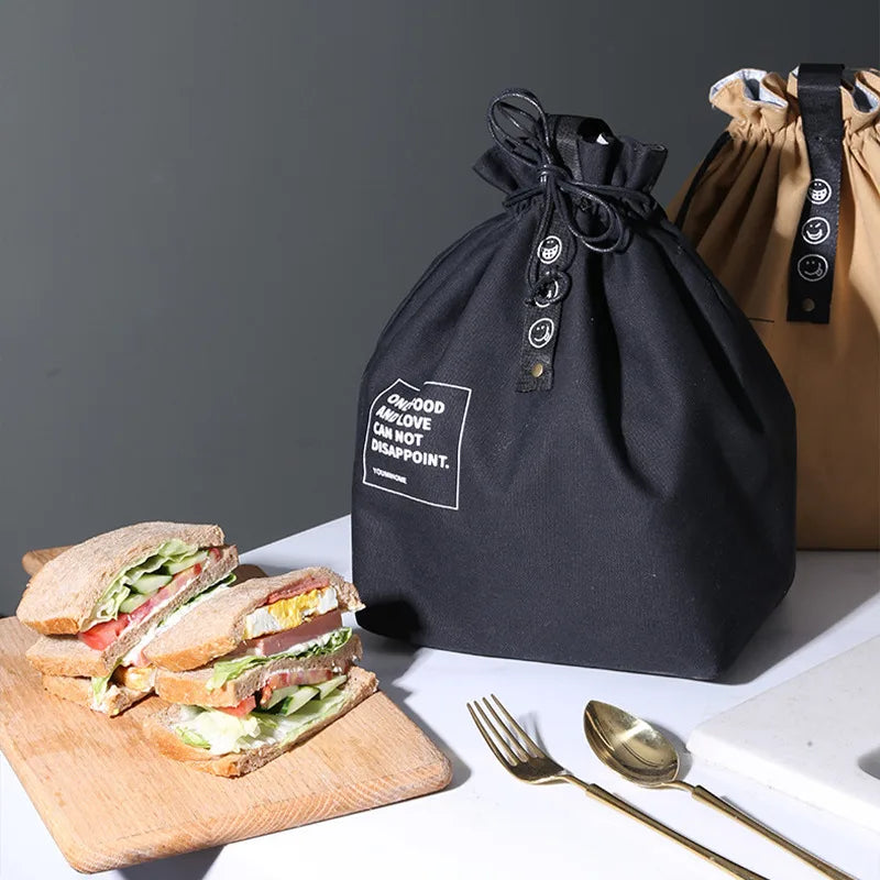 Canvas Lunch Bag – Portable Bento Box Handbag for Outdoor Picnic, School, and Food Storage, Fresh-Keeping Tote Accessory
