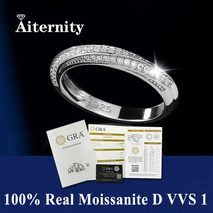 100% Pass Diamond Tester Pen & Moissanite Ring – Matching 925 Sterling Silver Wedding Band for Women