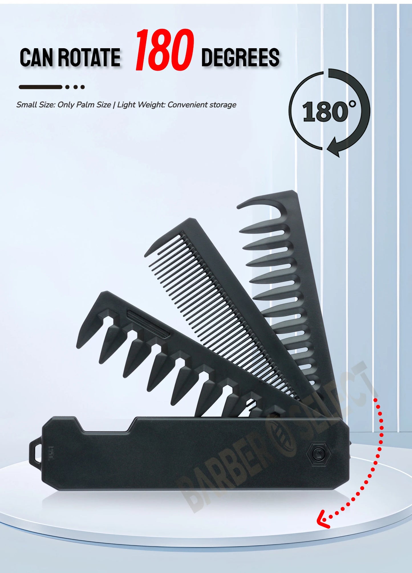 Newest 1/2/3-in-1 Portable Folding Comb – Wide Tooth Barber Clipper, Mini Beard & Hair Combing Styling Tool