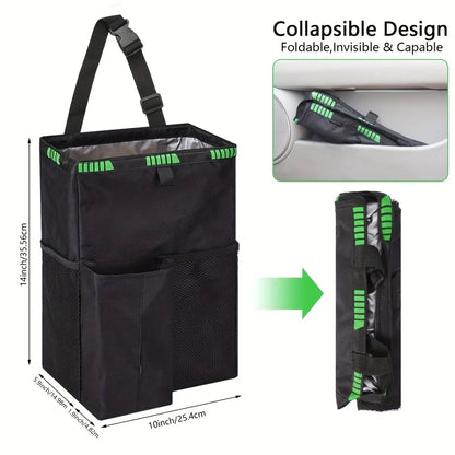 Waterproof Foldable Car Trash Can - Large Capacity Hanging Waste Bin & Vehicle Organizer
