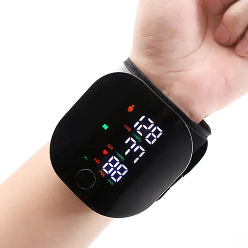 Rechargeable Digital Wrist Blood Pressure Monitor - Portable Heart Rate Monitor and Sphygmomanometer