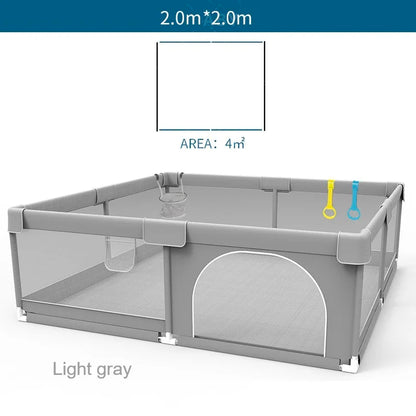 IMBABY Baby Playpen – Light Gray Corralito with Pull Ring, Child Safety Barrier Fence and Ball Box for Baby Playground