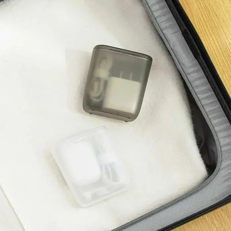 Desktop Data Cable Storage Box with Dustproof Cover - Transparent Container for Mobile Phone Chargers, Cable Wire Organization in Office or Home