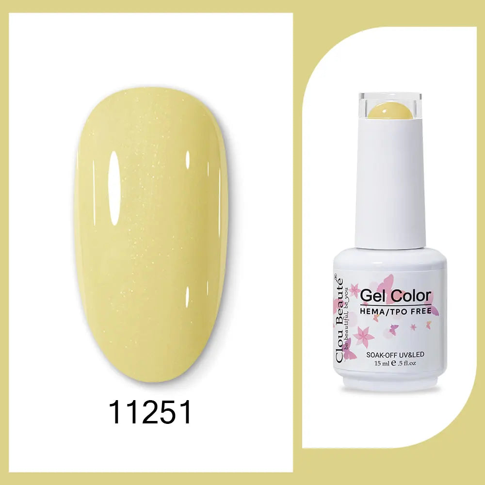 Clou Beaute 15ml Gel Nail Polish Set – Red Black White Green Neon UV Soak-Off Semi-Permanent Nail Varnish Base & Velvet Top Coat