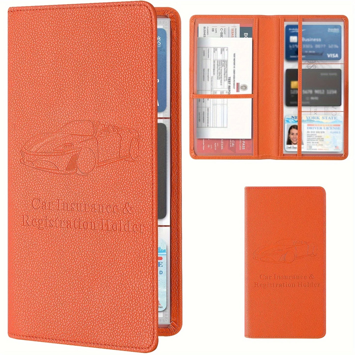 Premium Faux Leather Car Document Holder – Stylish Organizer for Men & Women, Stores Insurance, Registration & Manuals