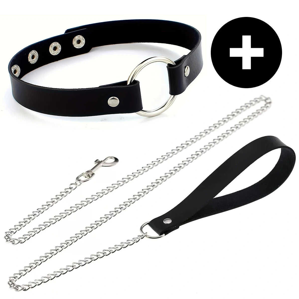 Gothic Punk PU Leather O-Ring Choker - Adjustable Collar Necklace for Women, Halloween & Alternative Fashion