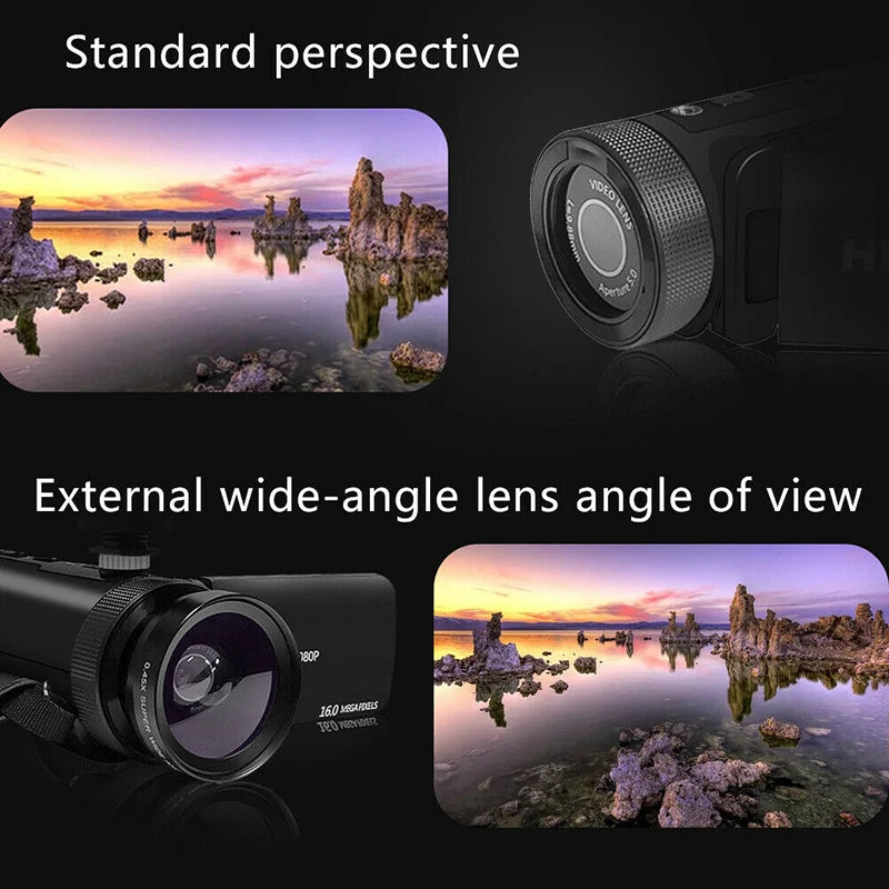 HD 1080P Digital Video Camera – 16MP Professional DV Camcorder with Built-in Microphone, Anti-Shake & Multifunction Photography Recording System