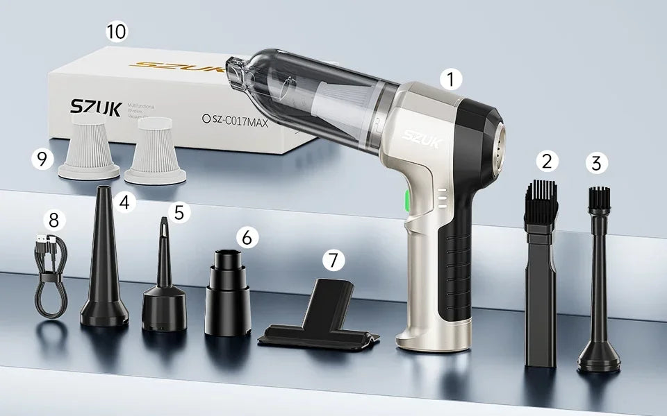 SZUK 9998700PA Car Vacuum Cleaner – Strong Suction Cordless Handheld Portable Cleaning Machine